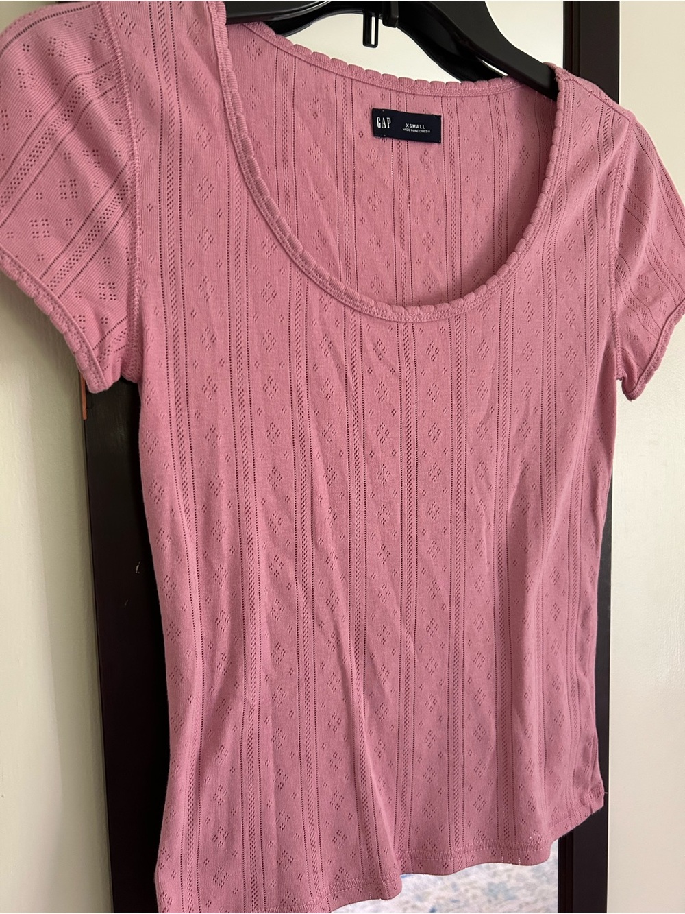 Pink pointelle tee